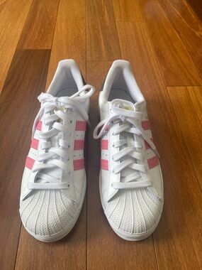 Adidas Superstar White and Pink Women's Sneakers
